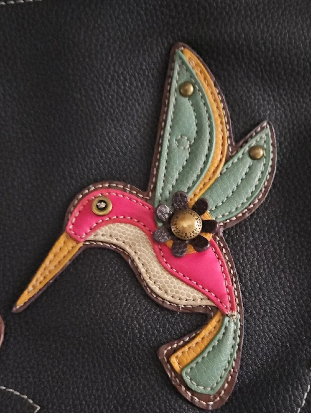 Chala Tote Handbag Multicolor Hummingbird & Floral 3D Appliqués